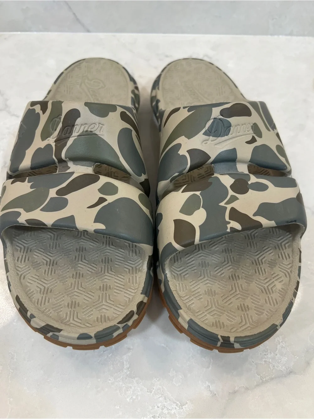 Danner Camouflage Clog Slides in Tan, Green & Brown